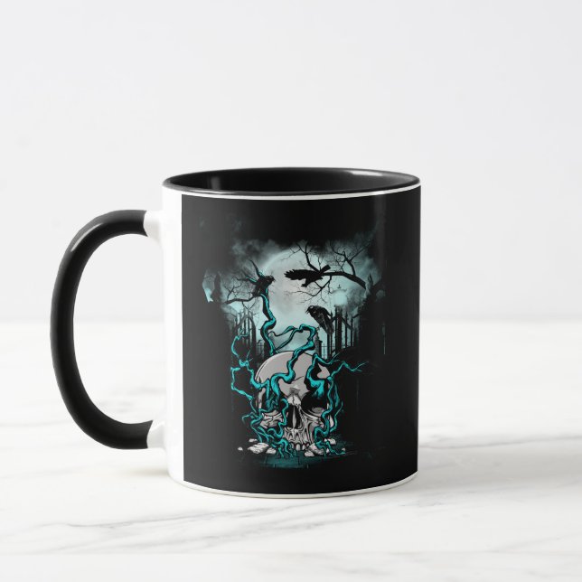 Caneca Cemitério de Caveira de Corvo da Lua Cheia (Esquerda)