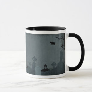 Caneca Cemitério e Lua cheia para o Dia das Bruxas