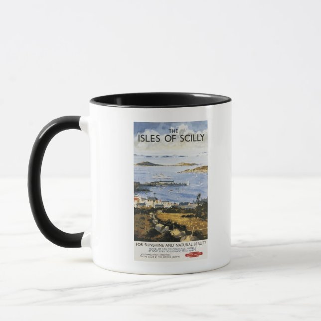 Caneca Cena aérea da Poster da cidade e da ferrovia de Do (Esquerda)