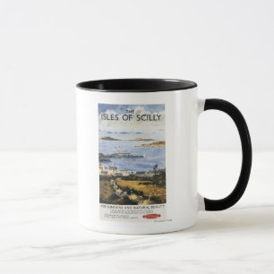 Caneca Cena aérea do poster da estrada de ferro da cidad