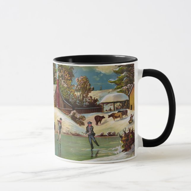 Caneca Cena americana do Natal da vida do inverno (Direita)