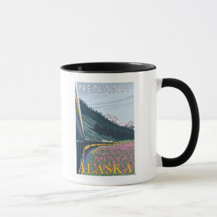 Caneca Cena da estrada de ferro de Alaska - Nenana,
