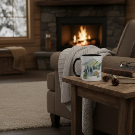 Caneca Cena da floresta aquarela