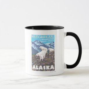 Caneca Cena das cabras de montanha - Ketchikan, Alaska