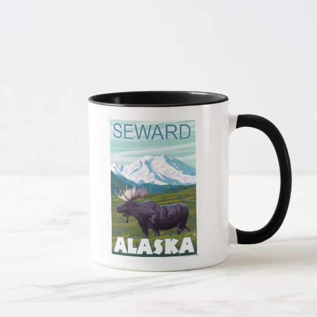 Caneca Cena de alce - Seward, Alasca (Direita)