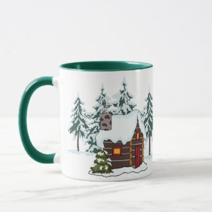 Caneca Cena de Cabina de Neve