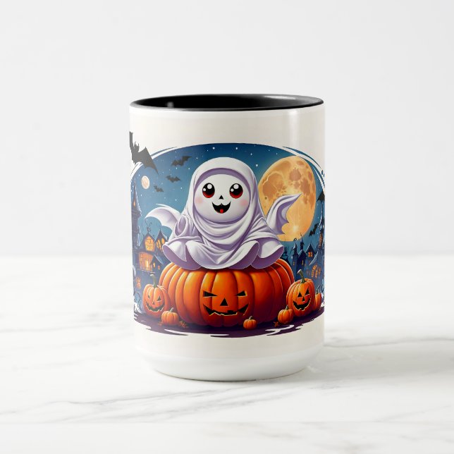 Caneca Cena de Dia das Bruxas Bonita (Centro)