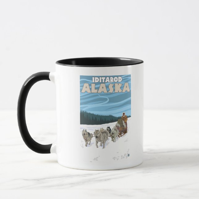 Caneca Cena de Dormência de Cachorro - Iditarod, Alasca (Esquerda)