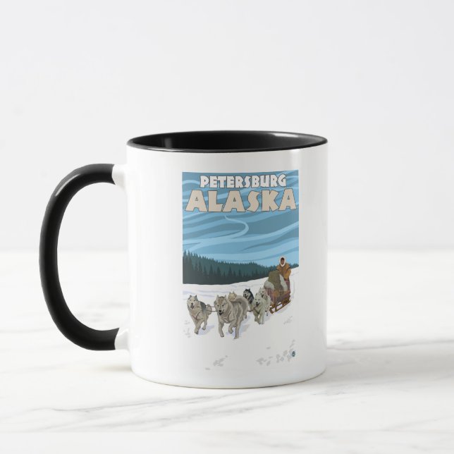 Caneca Cena de Dormência de Cachorro - Petersburgo, Alasc (Esquerda)