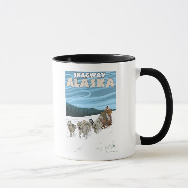 Caneca Cena de Dormência de Cachorro - Skagway, Alasca (Direita)