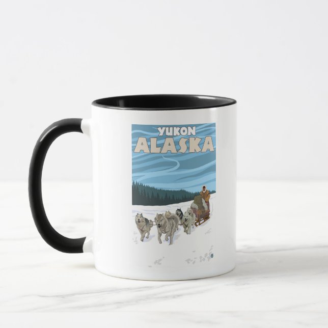 Caneca Cena de Dormência de Cachorro - Yukon, Alasca (Esquerda)