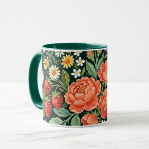 Caneca Cena de jardim de arte popular