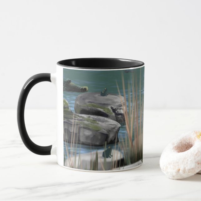 Caneca Cena de Mug Nature com Crocs, Rocks e Sapos (Com Donut)