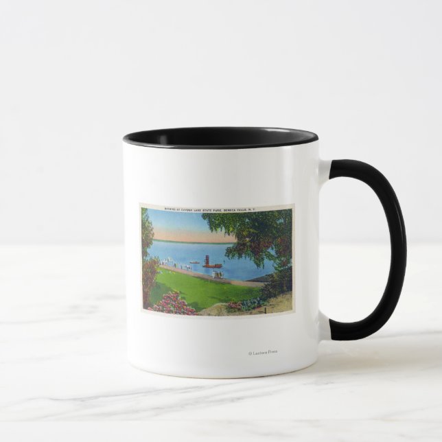 Caneca Cena de natação no Parque Estadual do Lago Cayuga (Direita)