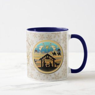 Caneca Cena de Natal do Menino Jesus no Presépio