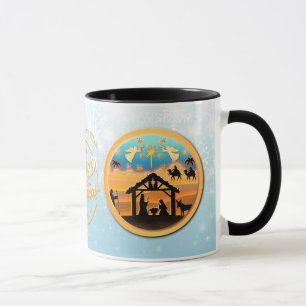 Caneca Cena de Natal do Menino Jesus no Presépio