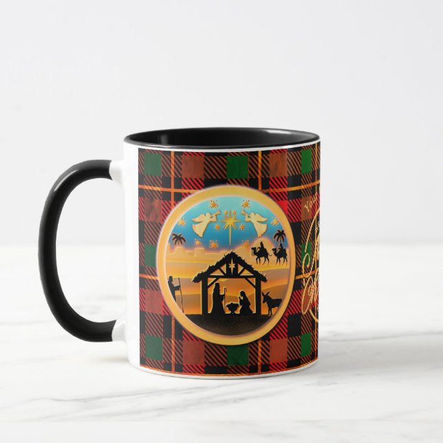Caneca Cena de Natal do Menino Jesus no Presépio (Esquerda)