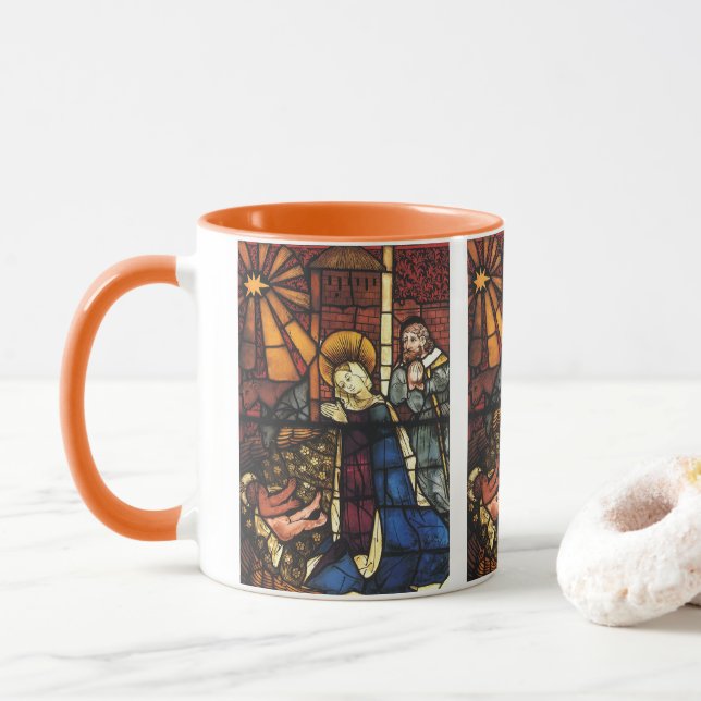 Caneca Cena de Natal Vintage em Vidro Pintado (Com Donut)