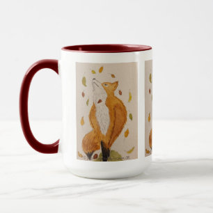 Caneca Cena de outono Raposa e Cair Deixa Arte