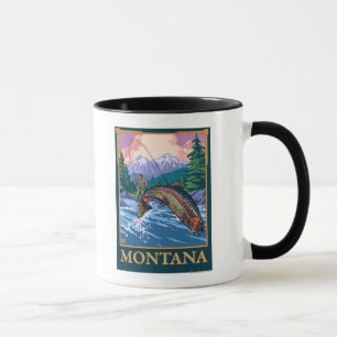 Caneca Cena de Pesca de Voo - Montana