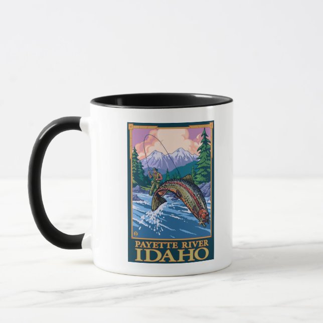 Caneca Cena de Pesca de Voo - Rio Payette, Idaho (Esquerda)