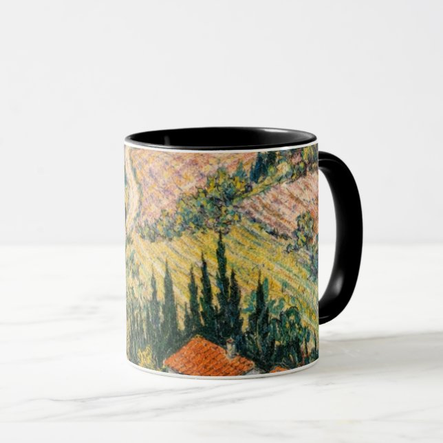 Caneca Cena de vinhedo de arte do campo toscano (Frente Esquerda)