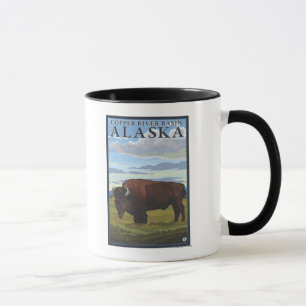 Caneca Cena do bisonte - bacia de Copper River, Alaska