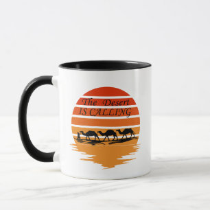 Caneca cena do deserto com camelos de proteção solar