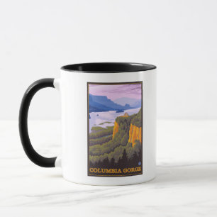 Caneca Cena do desfiladeiro do Rio Columbia com ponto da