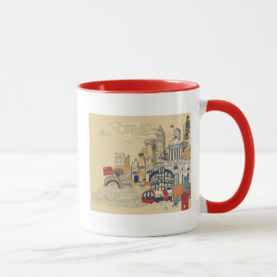 Caneca Cena do Doodle de Londres