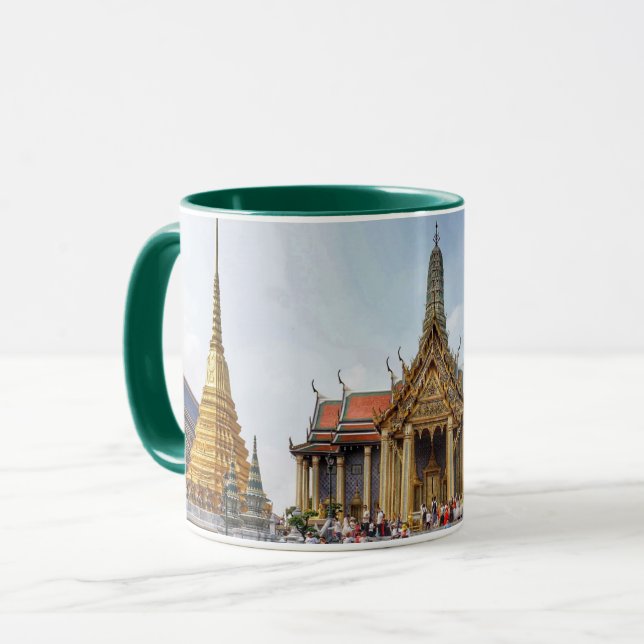 Caneca Cena do Grande Palácio de Banguecoque na Tailândia (Frente Esquerda)