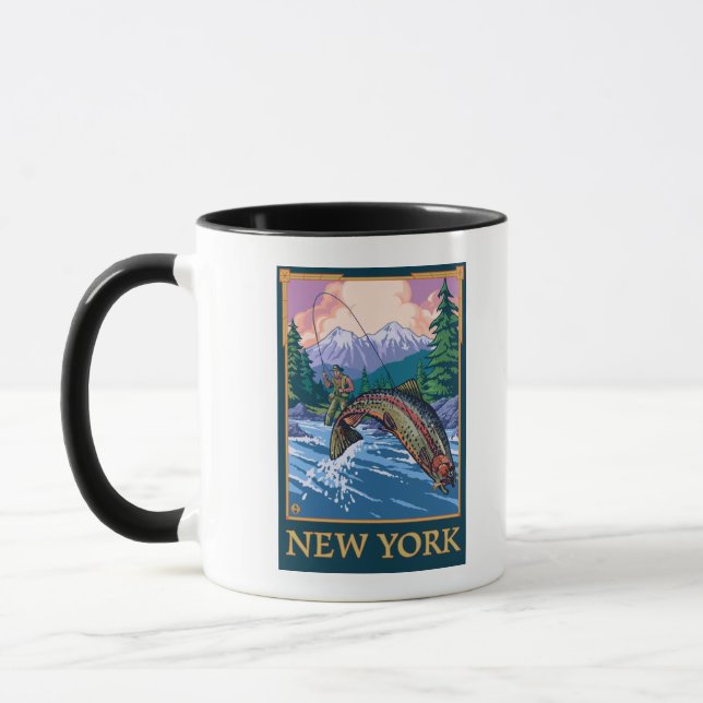 Caneca Cena do Pescador de Nova YorkAngler (Esquerda)