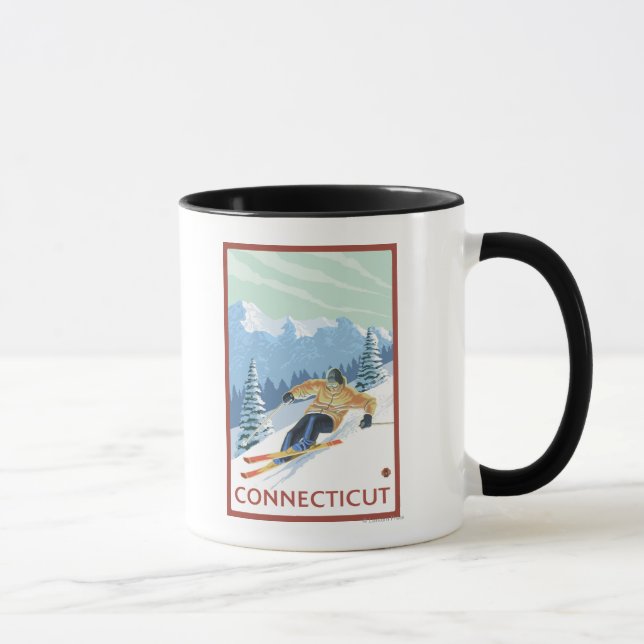 Caneca Cena Skier do ConnecticutDownhill (Direita)