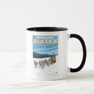 Caneca Cena Sledding do cão - Fairbanks, Alaska