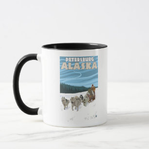 Caneca Cena Sledding do cão - Petersburgo, Alaska