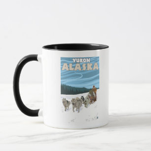 Caneca Cena Sledding do cão - Yukon, Alaska