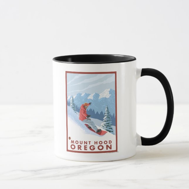 Caneca Cena Snowboarder - Monte Hood, Oregon (Direita)