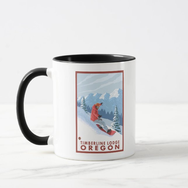 Caneca Cena Snowboarder - Timberline Lodge, Oregon (Esquerda)