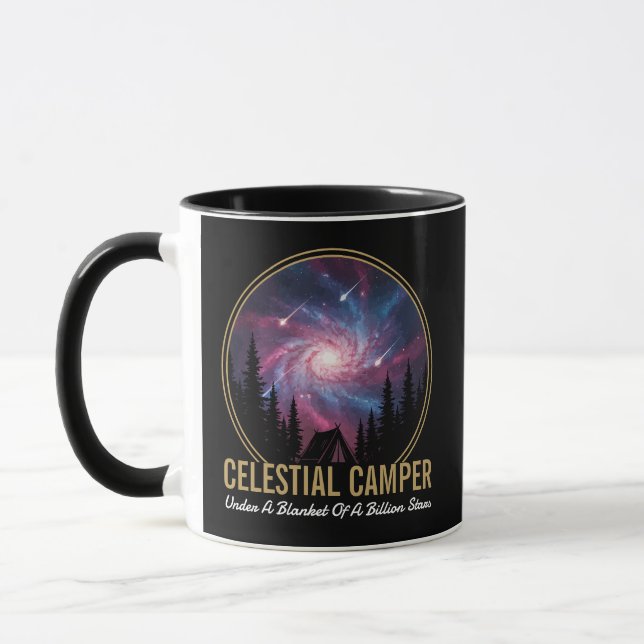 Caneca Cenário Noturno da Galáxia do Acampamento Celestia (Esquerda)