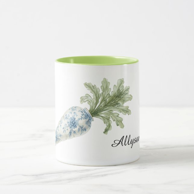 Caneca Cenoura Floral Azul Branca (Centro)