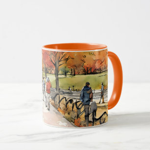 Caneca Central Park, aquarelas, geradas pelo AI,