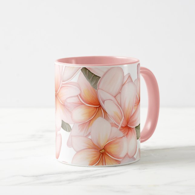 Caneca Cerâmica Combo Rosa Bege Frangipani (Frente Esquerda)