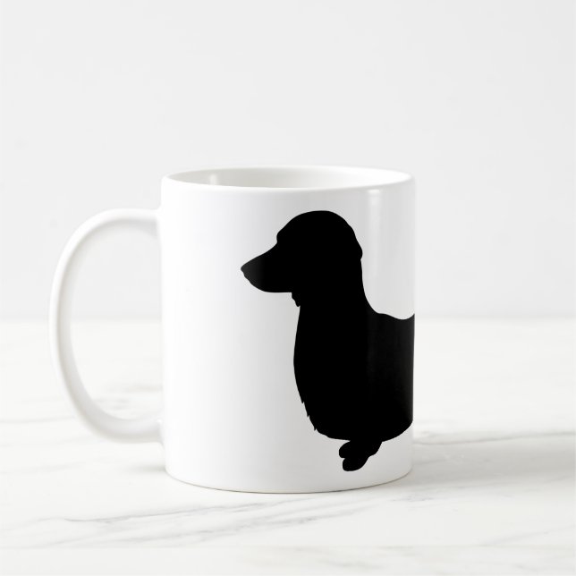 Caneca cerâmica do Dachshund longo do cabelo (Esquerda)