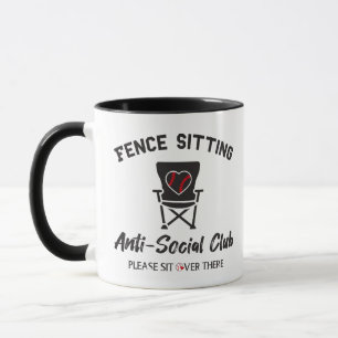 Caneca Cerca Engraçada Sentada Anti-Social Club Baseball 