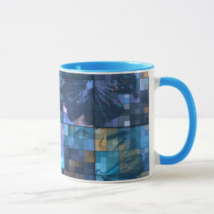 Caneca Cerceta e flor azul