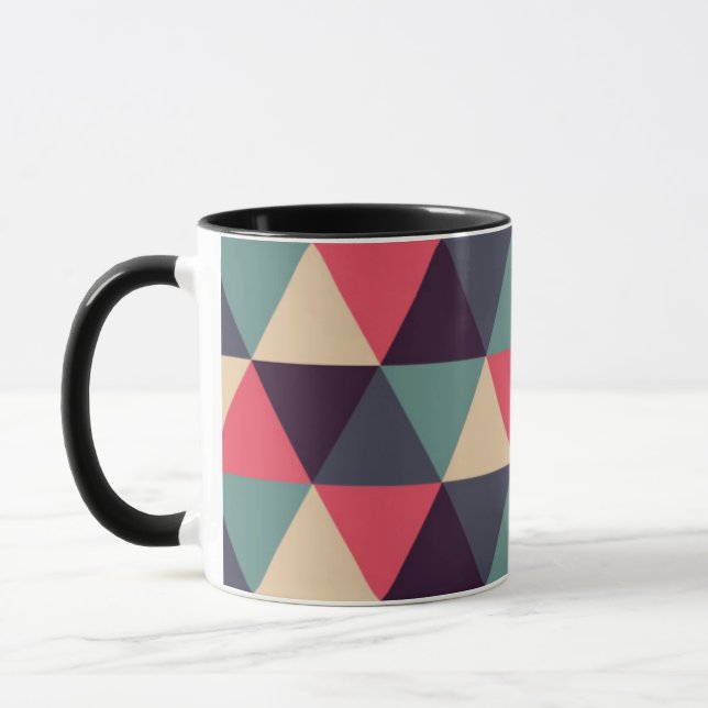 Caneca Cerceta e teste padrão cor-de-rosa do triângulo (Esquerda)