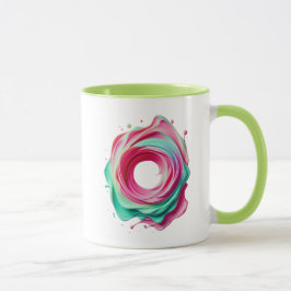 Caneca Cercle Abstrait Design aux Couleurs Rose et Vert.