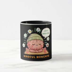 Caneca Cérebro Kawaii Meditando Bem-Estar Zen Saúde Ment