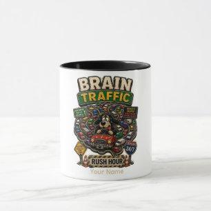 Caneca Cérebro Tráfego Hora do Rush Personalizado Diverti