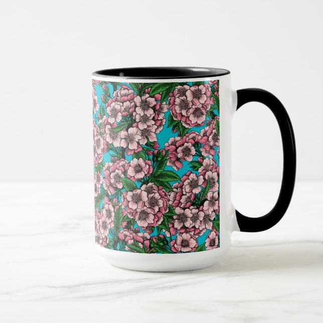 Caneca Cereja floresce em azul (Direita)